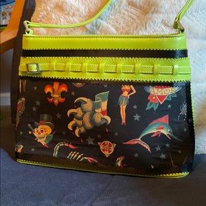 Lime Green and Black Shoulder Bag